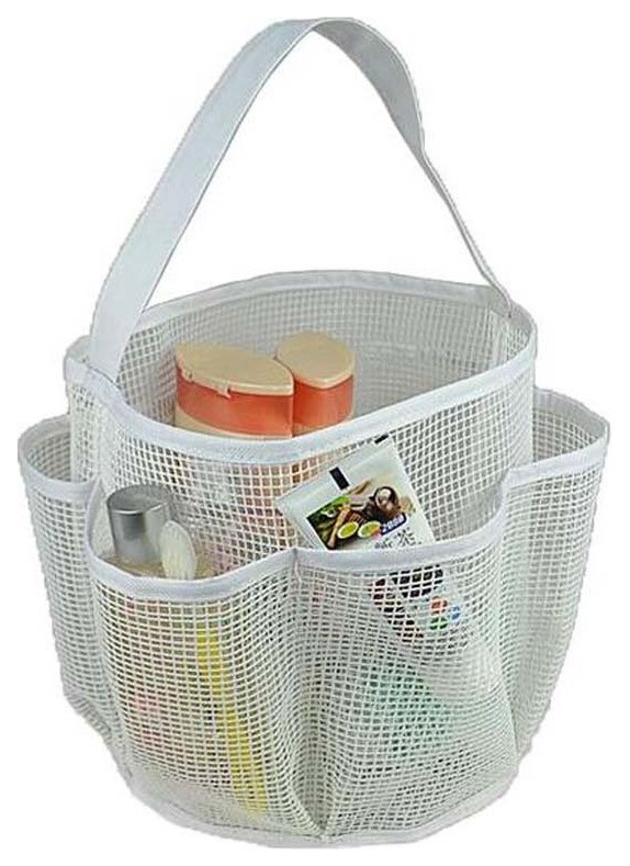 Mesh Shower Caddy Tote Mesh Shower Bathroom Single Handles Storage Bag