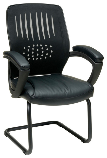 Screen Back Over Designer Contour Shell Visitor Chair With Black Mesh Seat