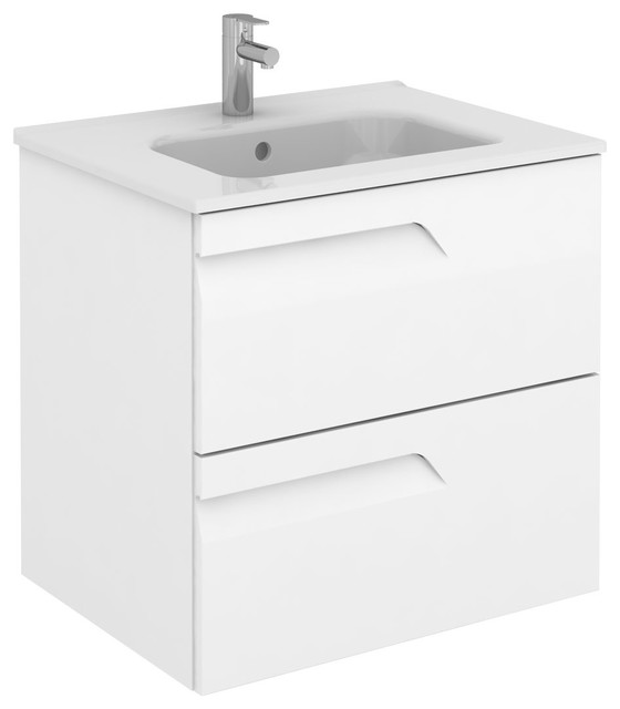 Vitale 24 Inches Wall Mounted Modern, 24 Inch Vanity Cabinet With Fitted Sink