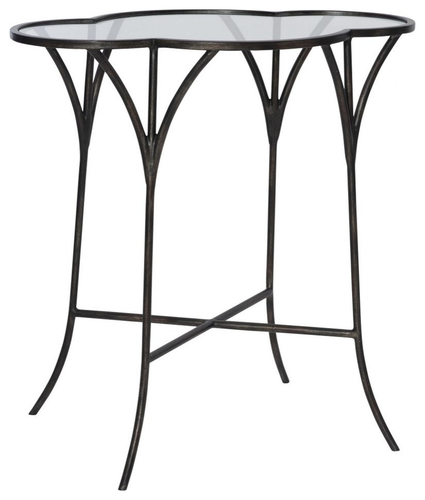 24 inch Free Form Accent Table Clear Glass Top Side Table Furniture