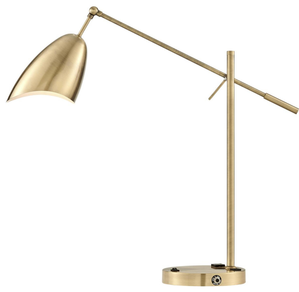Tanko 1 Light Desk Lamp, Brass