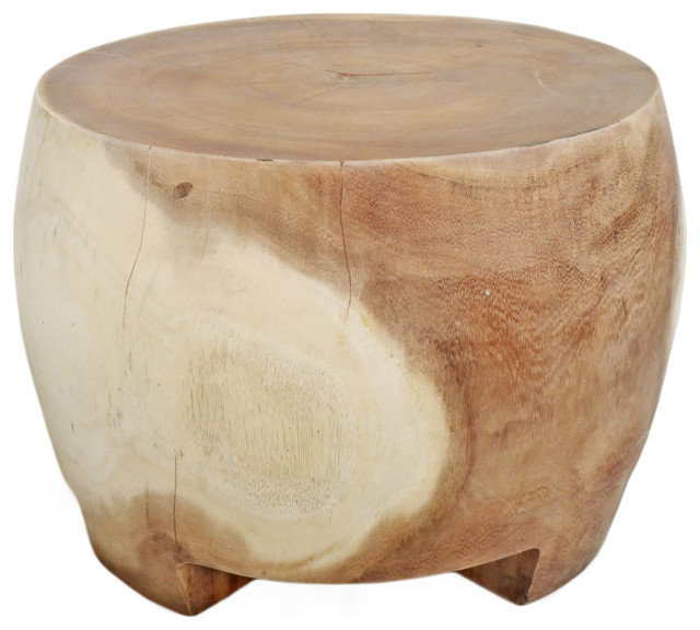 Raw Acacia Drum Table Stool 2 Rustic Side Tables And End Tables