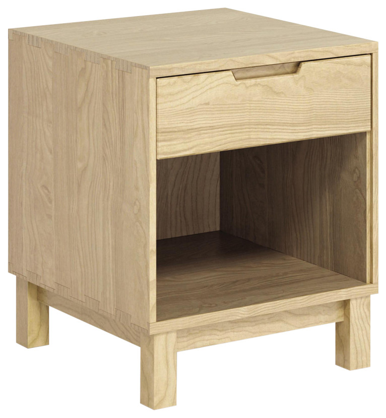 Oslo 1 Drawer Nightstand Natural Oak Finish Transitional