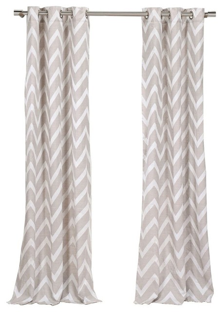 Behrakis Chevron Linen Poly Grommet Pair Panel Set Of 2 Taupe