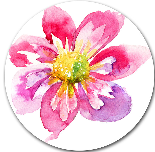 Full Bloom Pink Flower, Floral Disc Metal Artwork, Disc of 11 inch