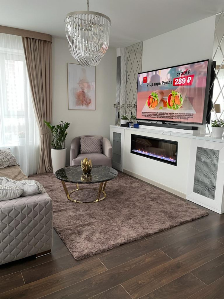 Фото готового интерьера кухни-гостиной ЖК Ботанический сад г. Москва