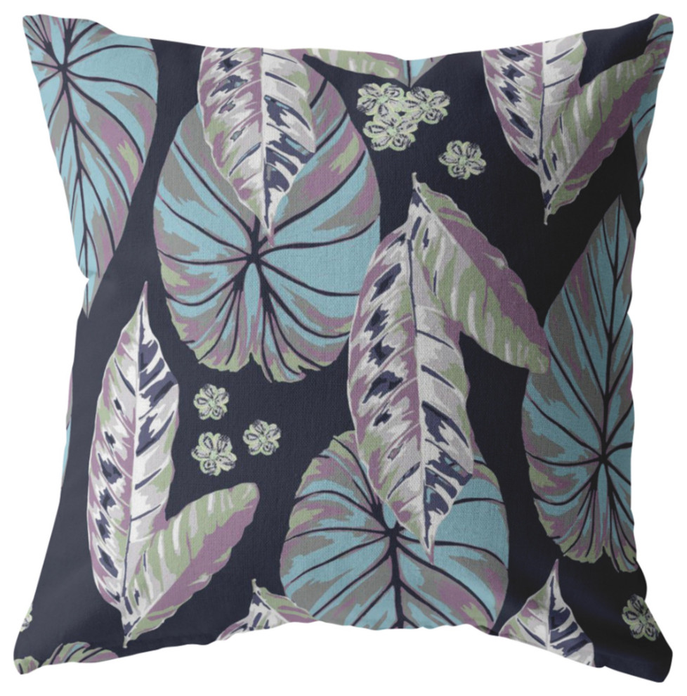 Tropics Broadcloth Indoor Outdoor Blown and Closed Pillow Light Blue/Purple