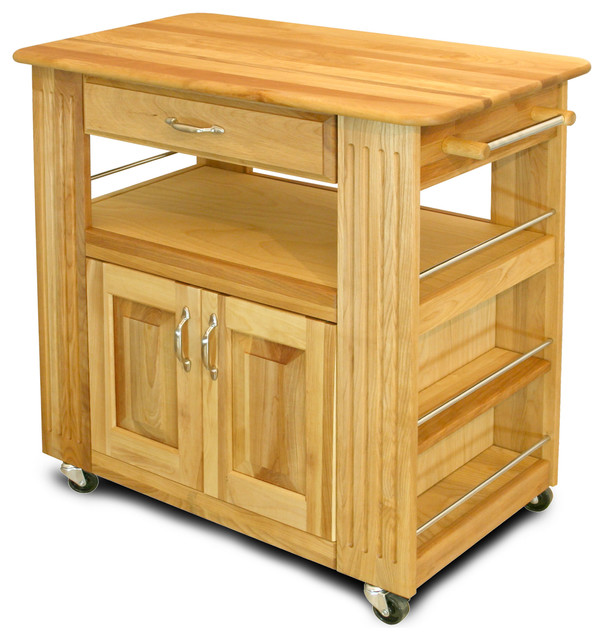 Wheeled Heart Of The Kitchen Island W 2 Cabinets Drop Leaf