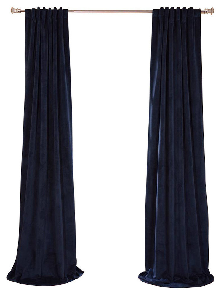 Signature Midnight Blue Blackout Velvet Curtain Single Panel