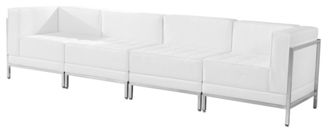 Flash Furniture Hercules Imagination Series White Leather Lounge, 4-Piece Set