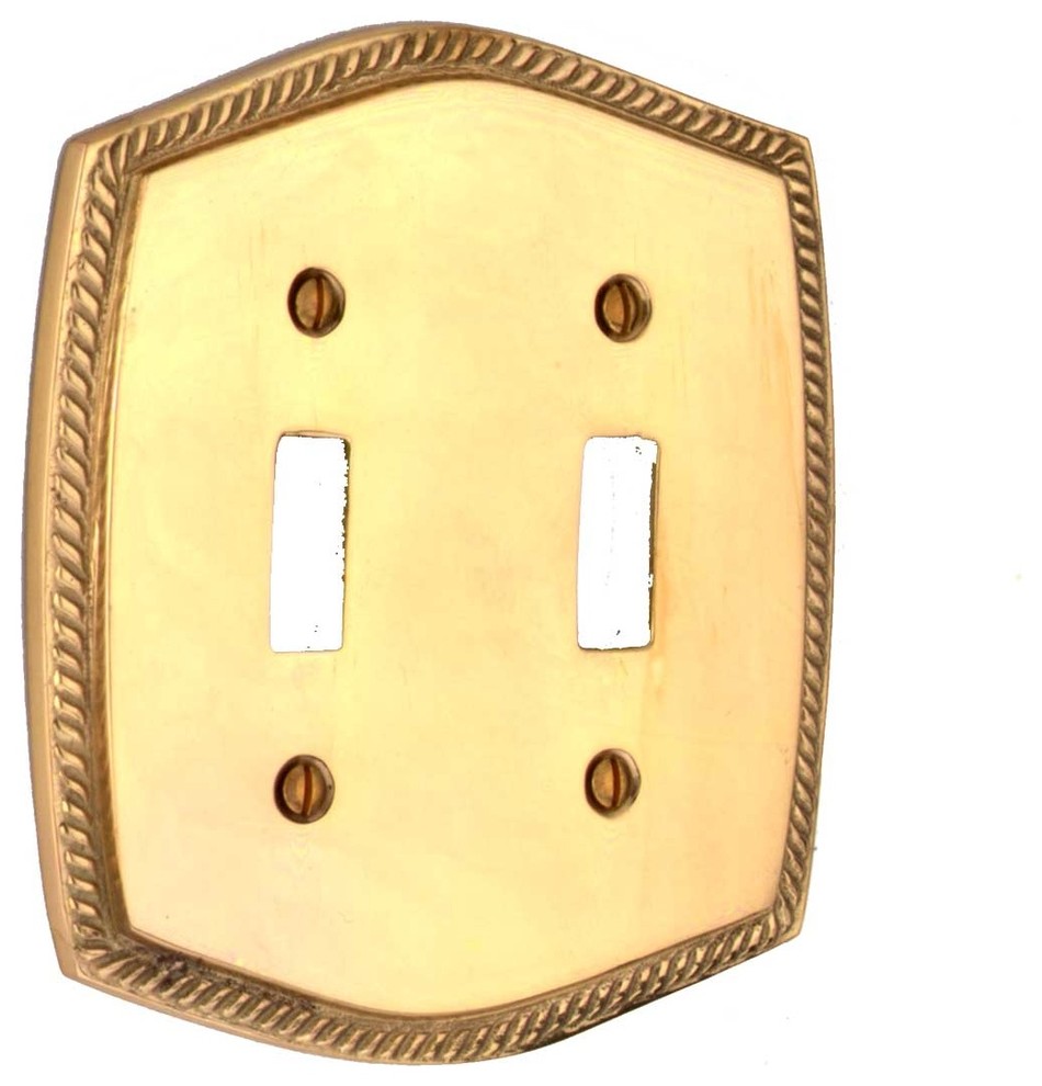 Switchplate Bright Solid Brass Double Toggle Traditional Switch