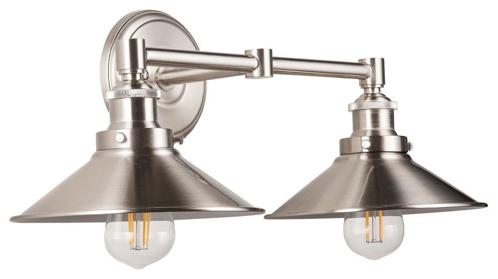 Andante 2 Light Industrial Wall Sconce with LED Bulbs, Brushed Nickel
