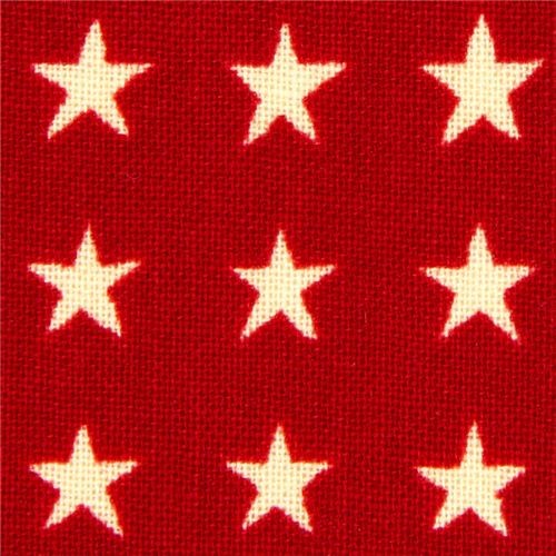 red Alexander Henry fabric with beige stars