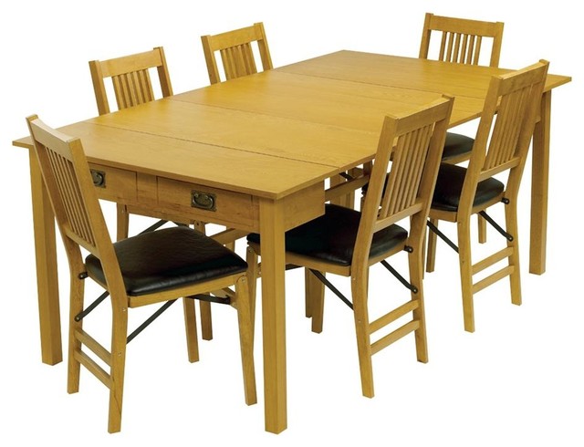 Mission Style Expanding Dining Table in Warm Oak Finish