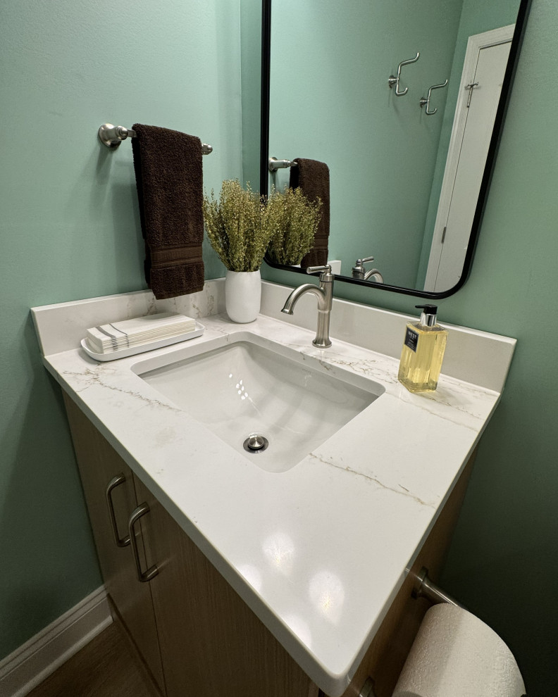 Modern Basement Bathroom with Rift-Cut Oak Vanity