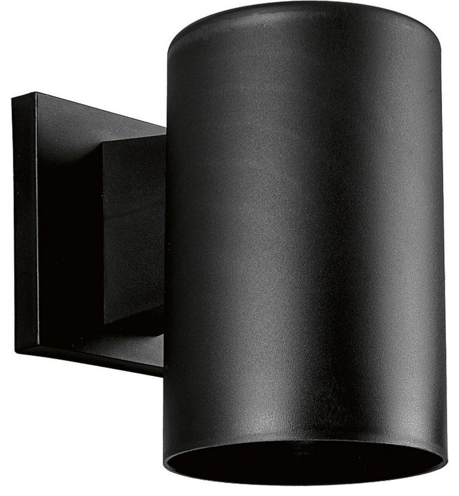 Progress Cylinder Outdoor Wall Mount Light Fixture, Black Modern