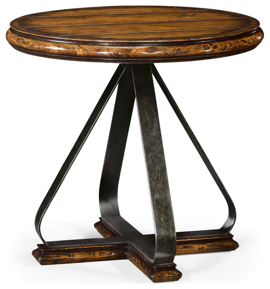 Rustic Round Walnut Side Table Industrial Side Tables And End