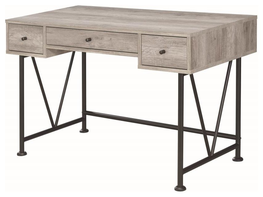 3-Drawers Writing Desk in Gray Driftwood Finish