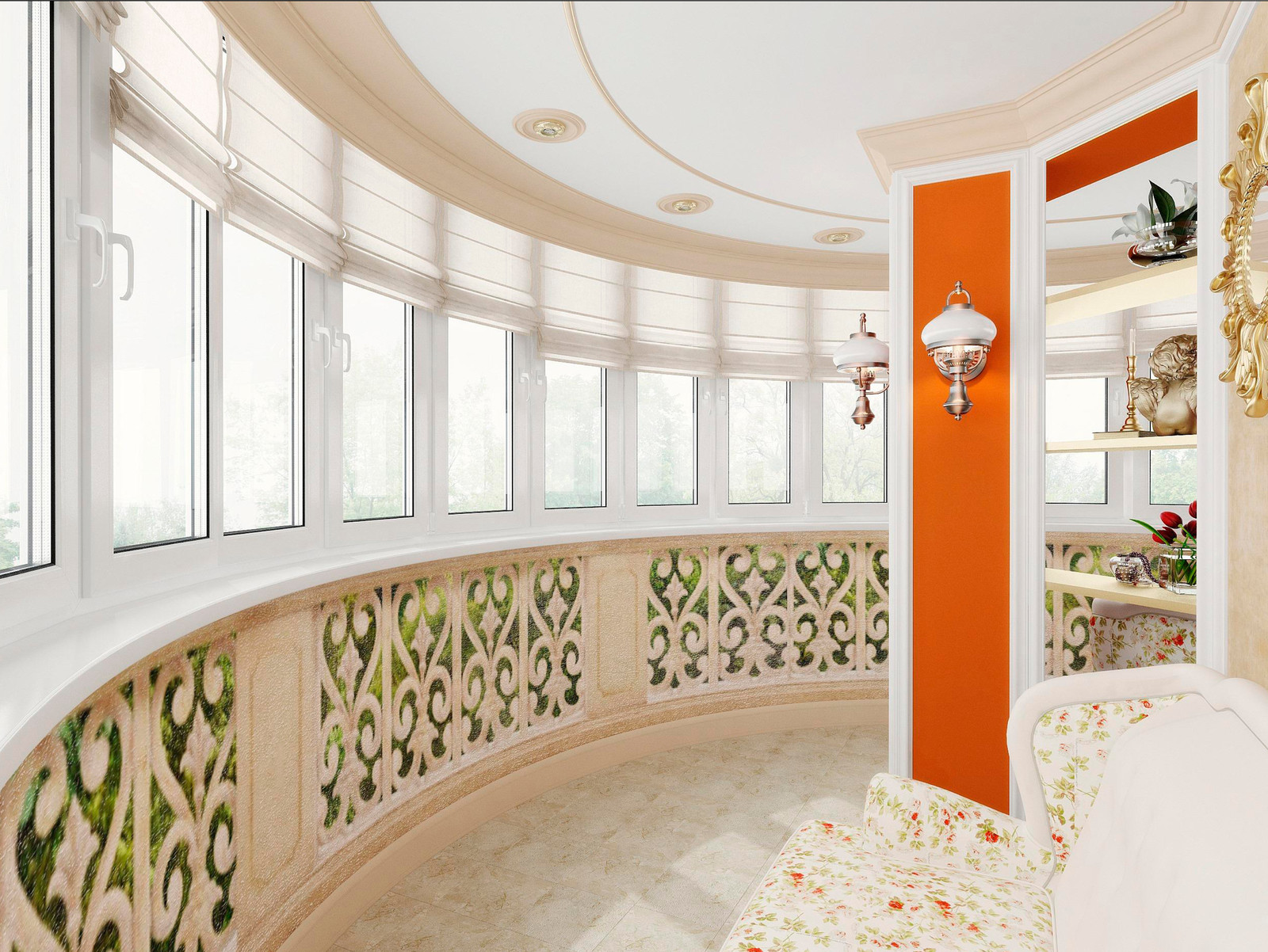 Классический интерьер с элементами греческого стиля