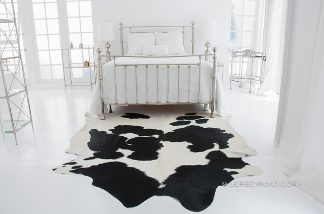Black White Cowhide Rug By Jersey Road Contemporary Bedroom