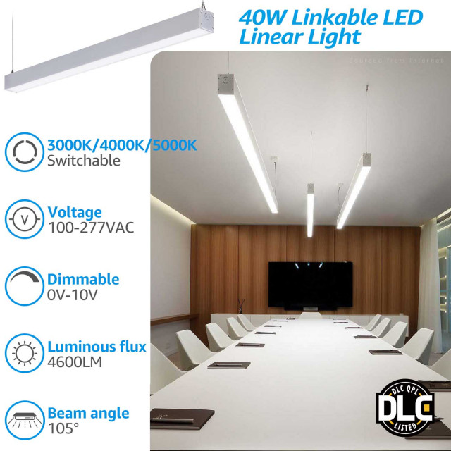 8-Pack 4FT Linkable LED Linear Light, 3000K/4000K/5000K CCT Selectable ...