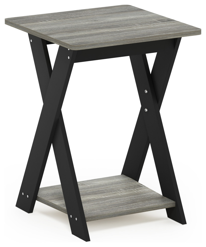 Furinno Modern Simplistic CrissCrossed End Table, French Oak Grey