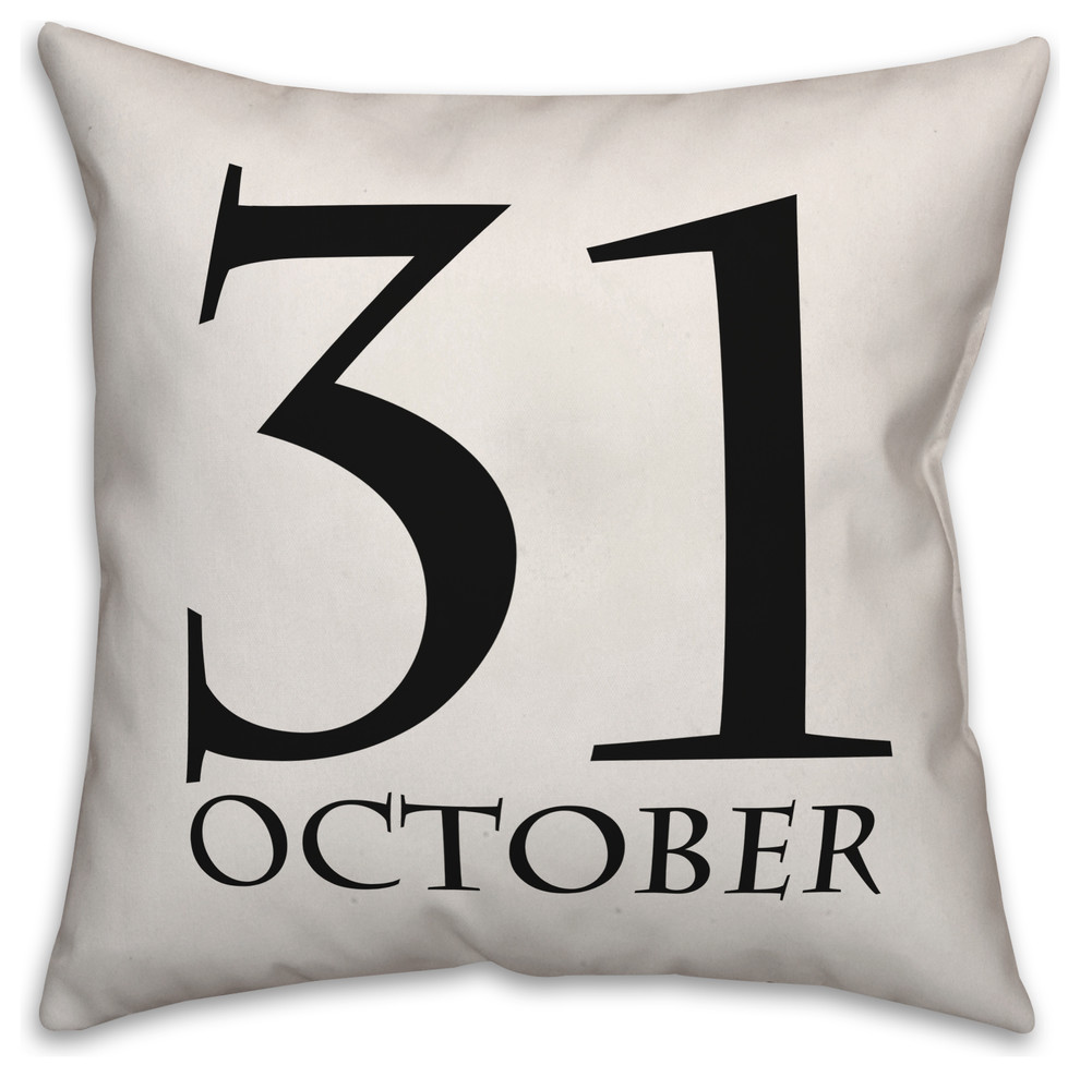 October 31 White 16"x16" Throw Pillow