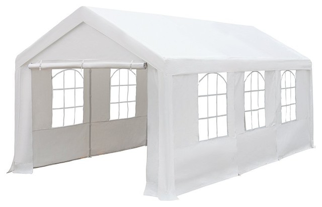 Abba Patio 10 X20 Enclosed Carport Canopy With Sidewalls White Abba Patio 10 X20 Enclosed Carport Canopy With Sidewalls
