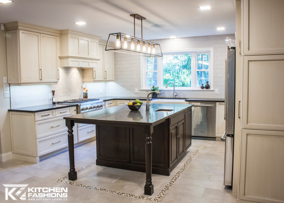 Example of a large transitional kitchen design