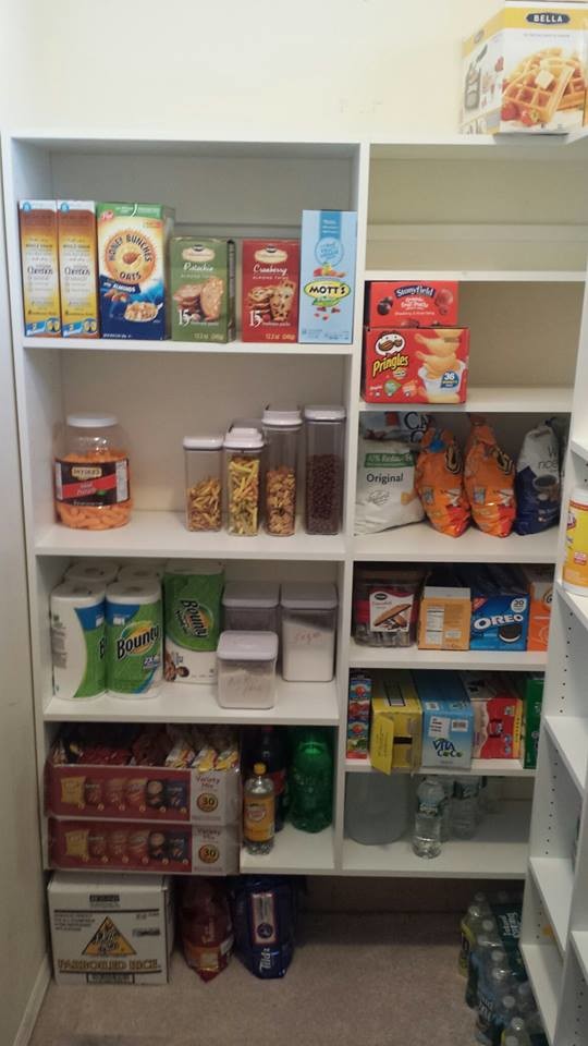 This is an example of a mid-sized modern l-shaped kitchen pantry in Other with carpet.