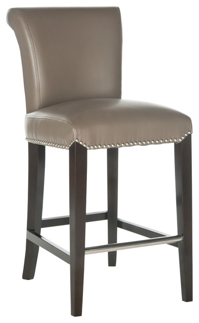 Safavieh Seth Counter Stool, Clay/Espresso Leather/With Nail Head