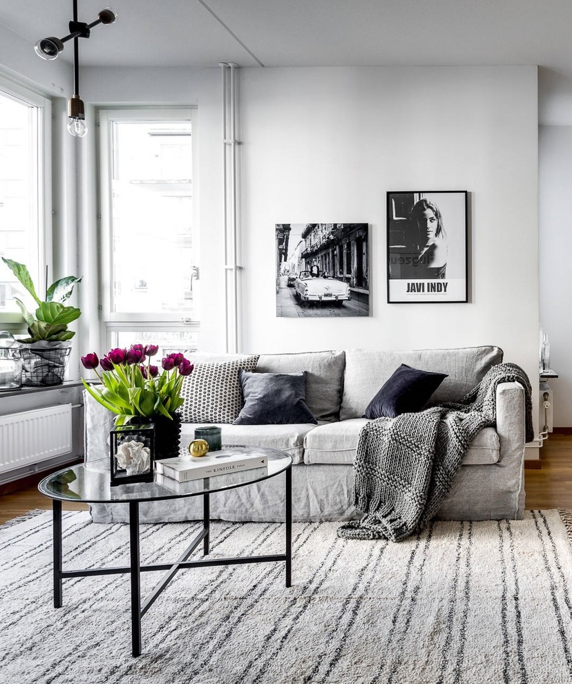 Mid-sized scandinavian living room in Stockholm.