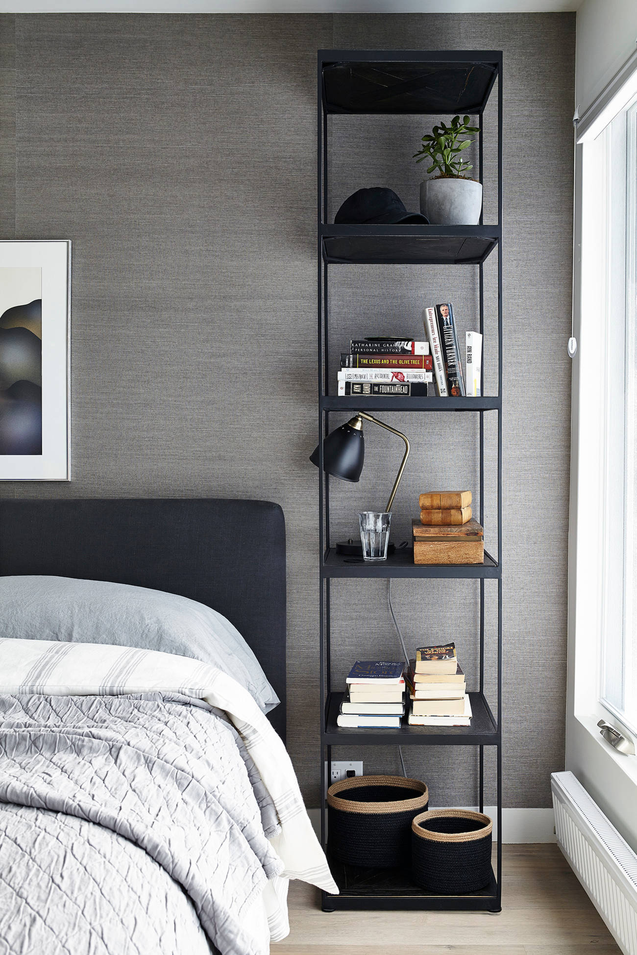 Organizer Da Letto Metallico HOOTNEE Con 21 Ganci - Cesto Sospeso Per Dormitorio E Cameretta, Nero 26x12x9cm