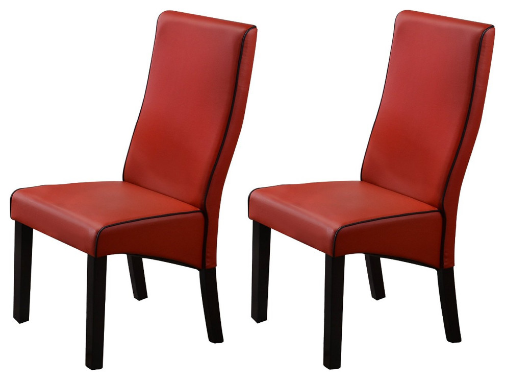 Pilaster Designs, Upholstered Parson Chair, Set of 2 Chairs, Red