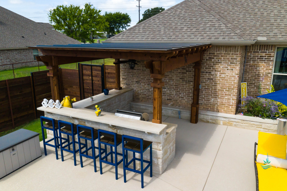Pool landscaping - huge mediterranean backyard custom-shaped infinity pool landscaping idea in Dallas with decking