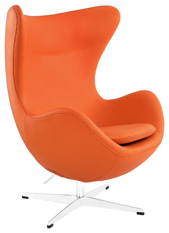 Glove Leather Lounge Chair in Orange