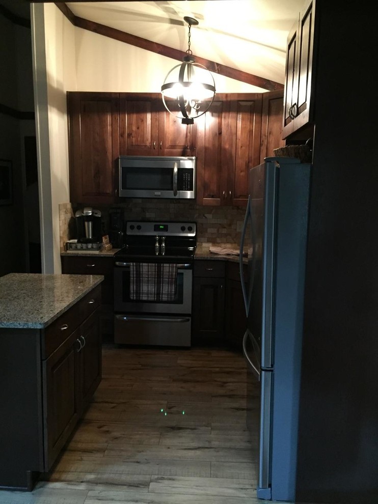 Example of a small mountain style kitchen design