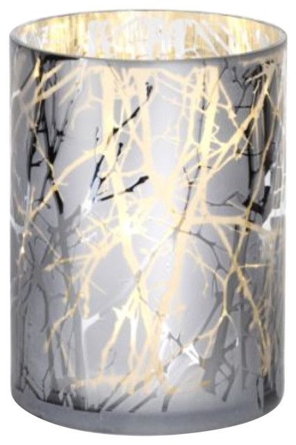 Tea Light Hurricane Candle Holder White Etched Leaf Pattern Gift Pillar Candle