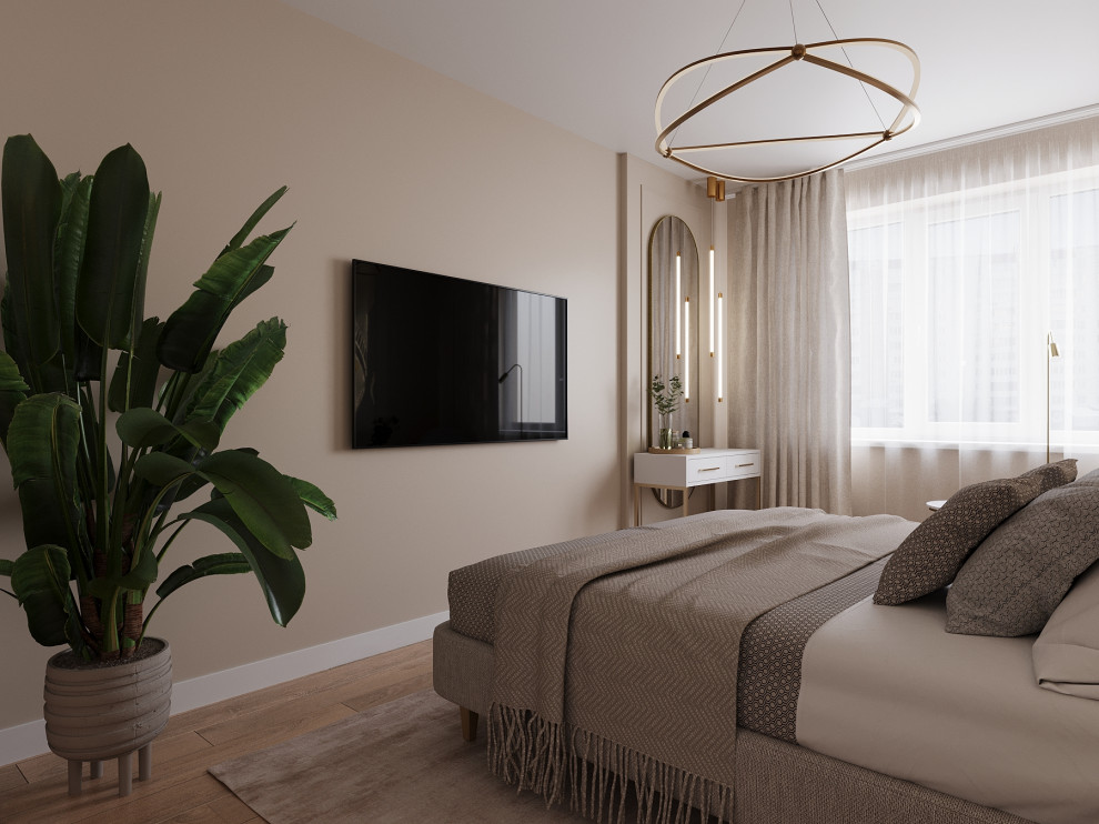 Бежевый в спальне .