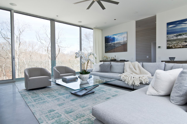 Amagansett Modern Home contemporary-living-room