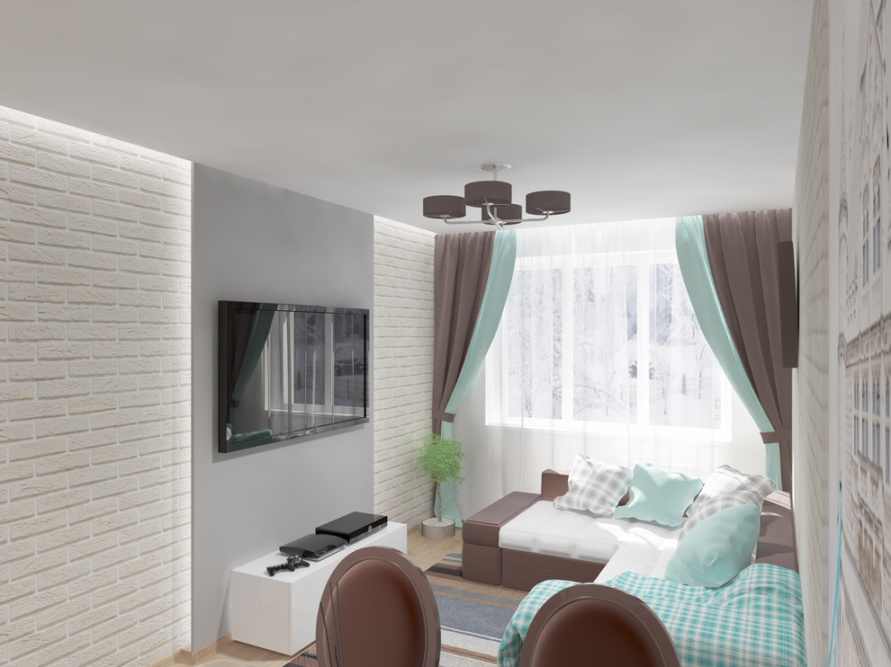 Квартира "бирюза+кирпич"