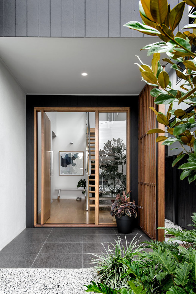 Design ideas for a scandinavian entryway in Brisbane.