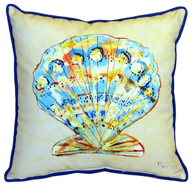 Betsy Drake Teal Scallop Shell Extra Large 22 X22 Indoor Outdoor