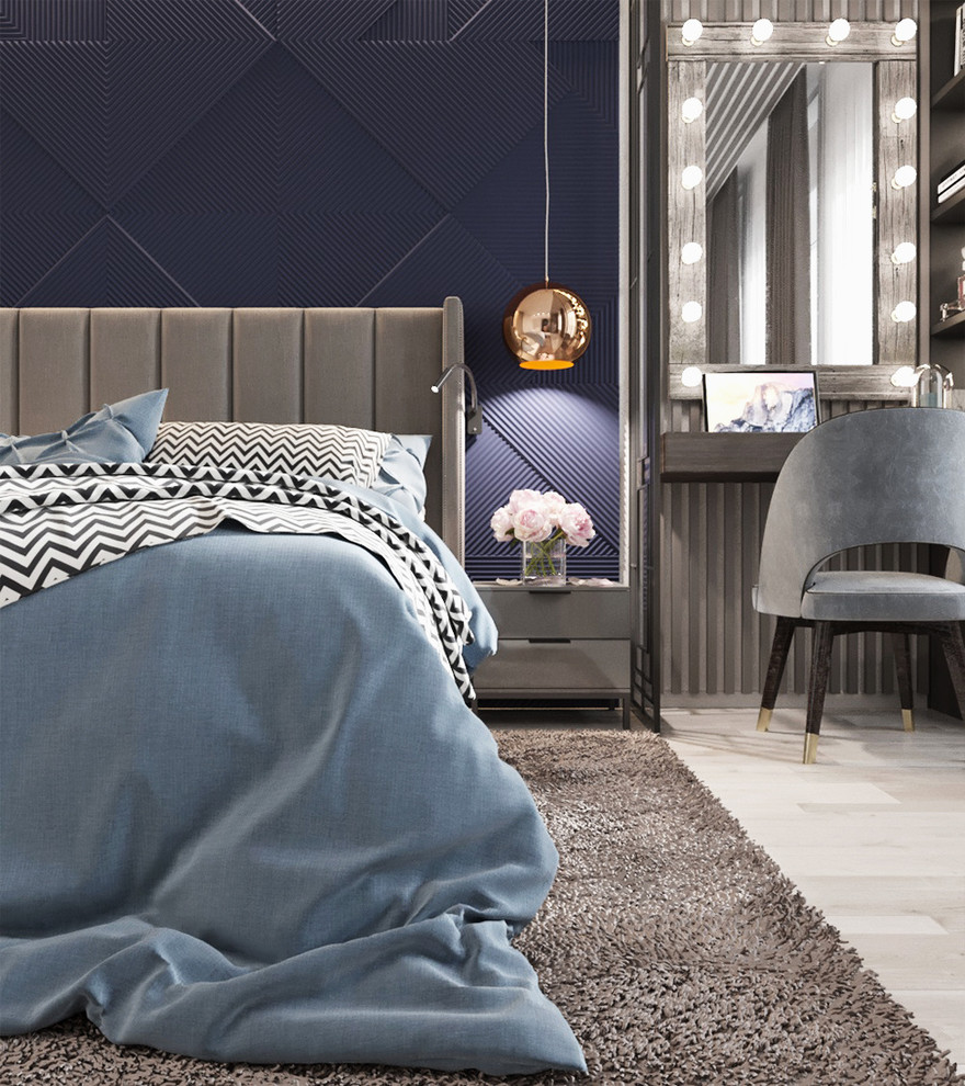 Спальня в синих оттенках