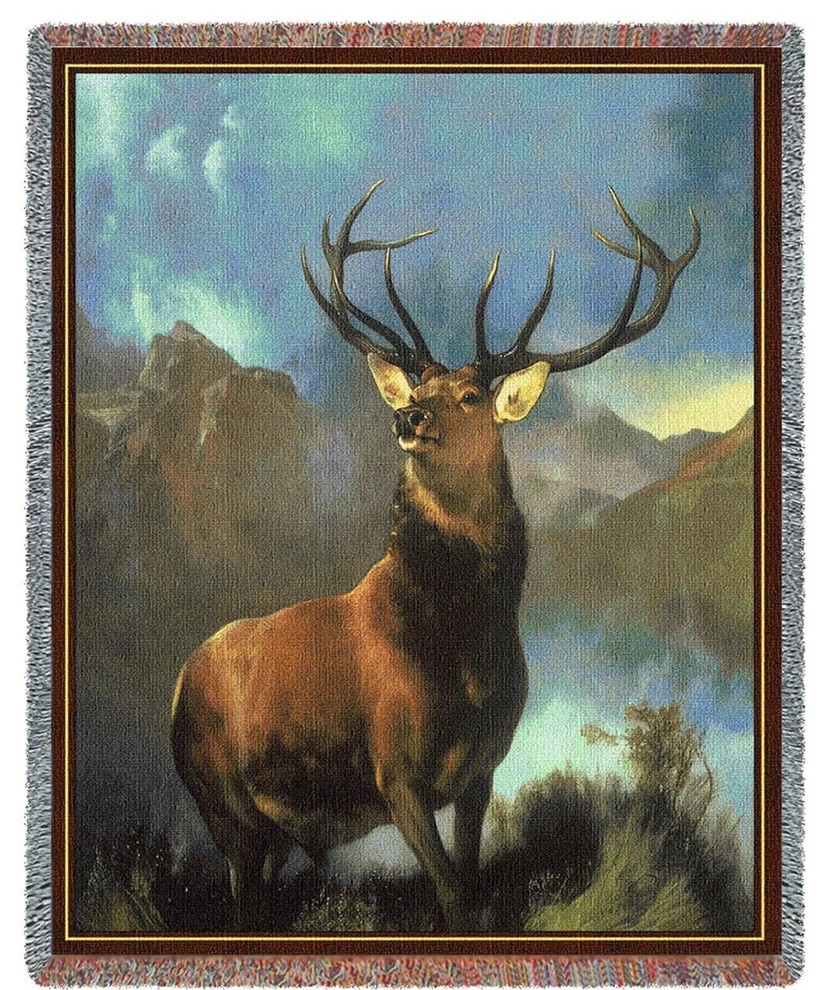 Monarch of the Glen Deer Tapestry Afghan Throw Rustic Tapestries