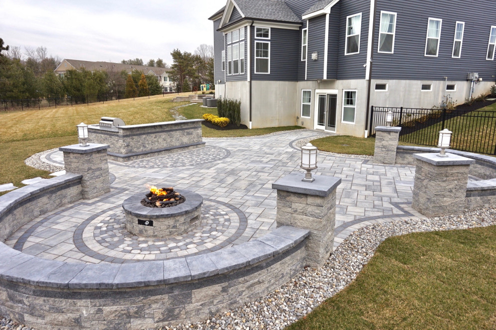 Freehold, NJ: Contemporary Patio, Fire Pit, Bar & Kitchen