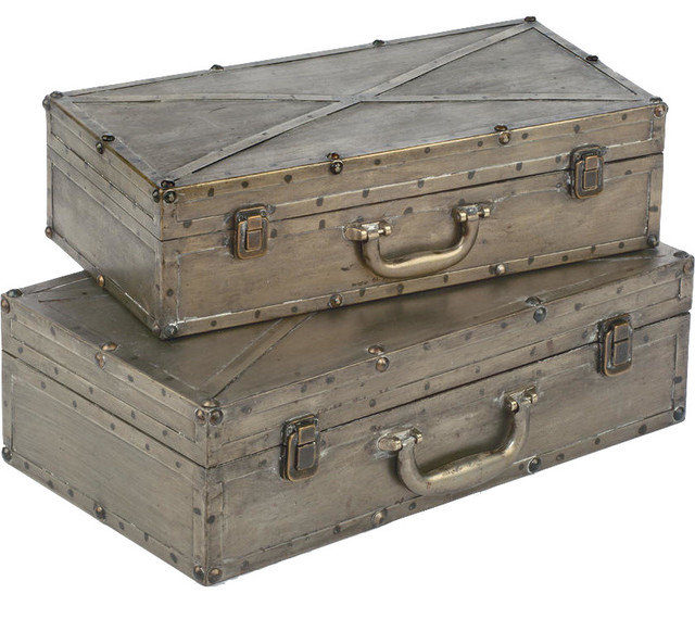 Metal Suitcase, Set of 2 - Industrial - Decorative Boxes ...