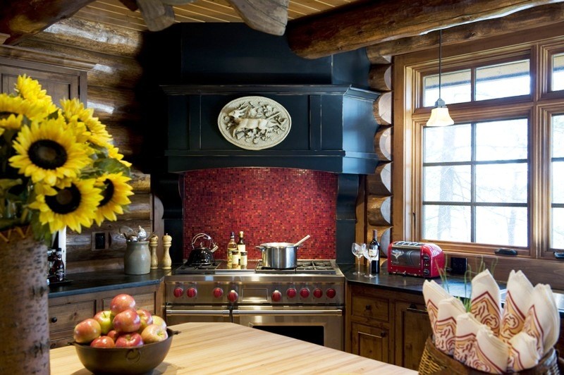 This is an example of a country kitchen in Minneapolis.