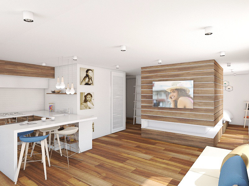 Дизайн квартиры-студии в минимализме.