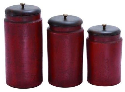 Simple tera cotta jar no-frill in rusty red finish - set of 3